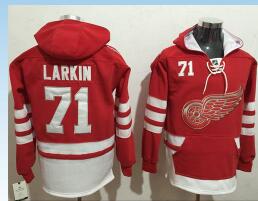 Red Wings #71 Dylan Larkin Red Name & Number Pullover NHL Hoodie