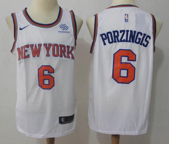 Nike Men New York Knicks 6 Kristaps Porzingis blue NBA basketball Jerseys white