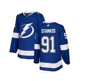 Adidas Lightning #91 Steven Stamkos Blue Home Authentic Stitched NHL Jersey