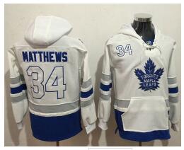 Maple Leafs #34 Auston Matthews White Name & Number Pullover NHL Hoodie