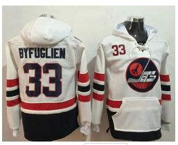 Jets #33 Dustin Byfuglien White Name & Number Pullover NHL Hoodie