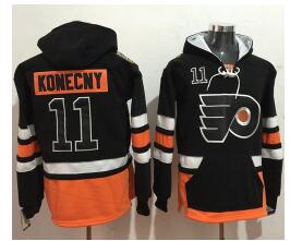 Flyers #11 Travis Konecny Black Name & Number Pullover NHL Hoodie