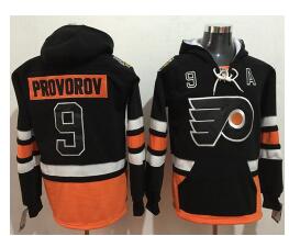 Flyers #9 Ivan Provorov Black Name & Number Pullover NHL Hoodie