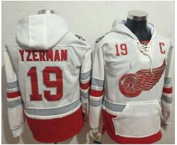 Red Wings #19 Steve Yzerman White Name & Number Pullover NHL Hoodie