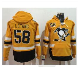 Penguins #58 Kris Letang Gold Sawyer Hooded Sweatshirt 2017 Stadium Series Stitched NHL Jersey