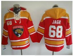 Panthers #68 Jaromir Jagr Red Gold Sawyer Hooded Sweatshirt Stitched NHL Jersey