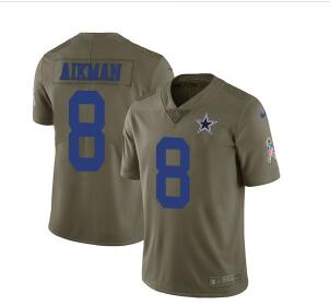 Nike Dallas Cowboys #8 Troy Aikman Olive Men's Stitched NFL Limited 2017 Salute To Service Jersey