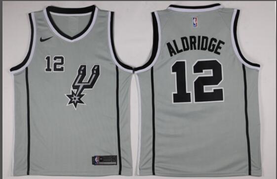 San Antonio Spurs 12# LaMarcus Aldridge Basketball Jersey Gray Color