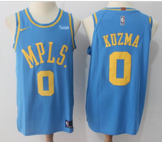 Men's 2017-2018  Los Angeles Lakers#0 Kyle Kuzma Blue Throwback Nike NBA jersey