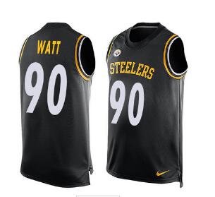 Nike Steelers #90 T. J. Watt Black Team Color Men's Stitched NFL Limited Tank Top Jersey