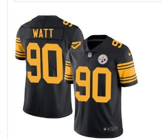 Nike Steelers #90 T. J. Watt Black Men's Stitched NFL Limited Rush Jersey