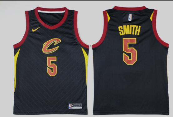 Mens New Nike 2017-2018 Cleveland Cavaliers 5# JR-Smith Stiched Black NBA Jerseys