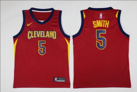 Mens New Nike 2017-2018 Cleveland Cavaliers 5# JR-Smith Stiched Red NBA Jerseys