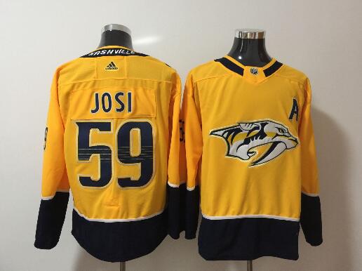 Adidas Nashville Predators 59 Roman Josi Yellow  Men nhl ice hockey jerseys