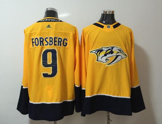 Adidas Men Nashville Predators 9 Filip Forsberg Yellow nhl ice hockey jerseys