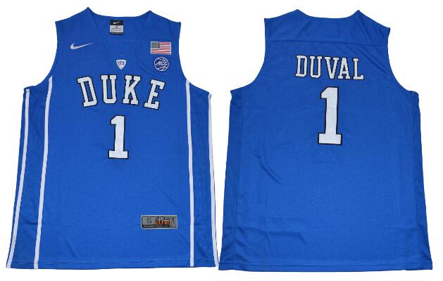 Stitched NCAA Mens Duke Blue Devils #35 Marvin Bagley III #1 Trevon Duval 2017 Blue Jersey