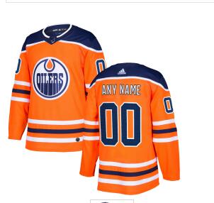 Custom Men's Adidas Edmonton Oilers Orange Home Authentic Stitched NHL Jersey