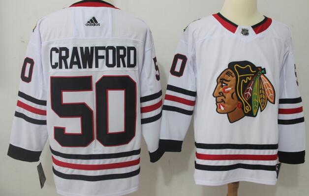Men Chicago Blackhawks Corey Crawford #50 white Ice Hockey Jersey