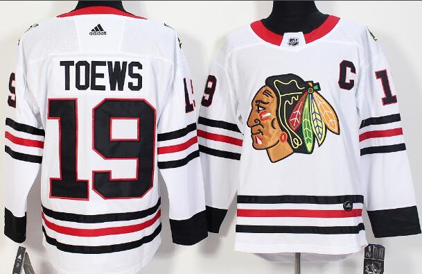 Adidas Mens Chicago Blackhawks #19 Jonathan Toews hockey Jersey  white