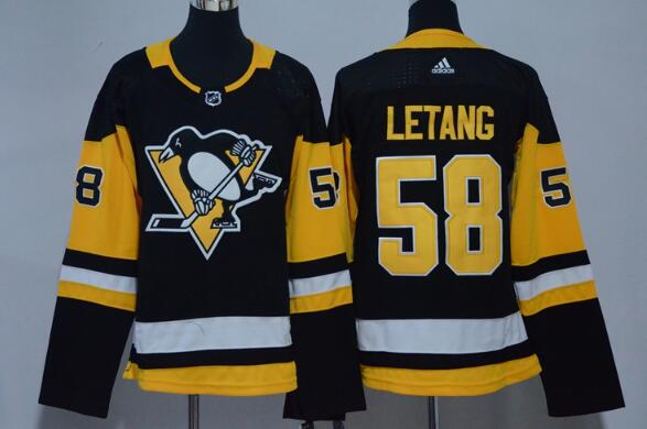 Pittsburgh Penguins 58 kris Letang Black Adidas men nhl ice hockey jerseys