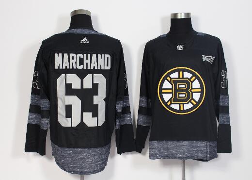 Adidas Men Boston Bruins 100th Anniversary #63 Brad Marchand Hockey Jersey