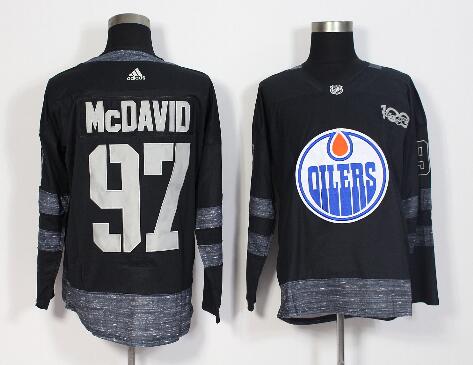 Oilers #97 Connor McDavid Black 1917-2017 100th Anniversary Stitched NHL Jersey