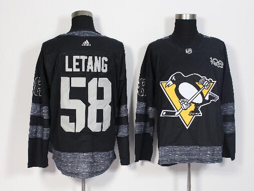 Adidas Pittsburgh Penguins 100th Anniversary #58 Kris Letang Black Stitched NHL Jersey