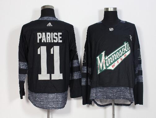 Wild #11 Zach Parise Black 1917-2017 100th Anniversary Stitched NHL Jersey