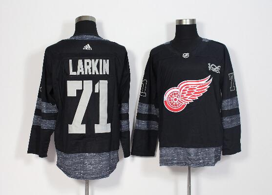 Red Wings #71 Dylan Larkin Black 1917-2017 100th Anniversary Stitched NHL Jersey
