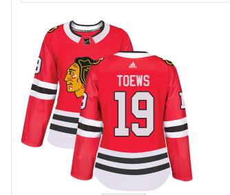 Adidas Chicago Blackhawks #19 Jonathan Toews Red Home Authentic Women's Stitched NHL Jersey