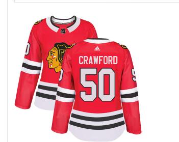 Adidas Chicago Blackhawks #50 Corey Crawford Red Home Authentic Women's Stitched NHL Jersey