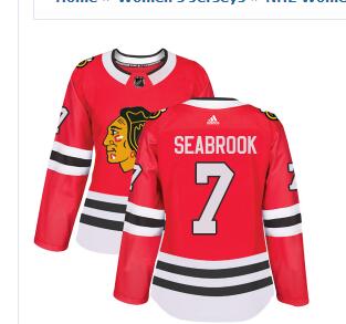 Adidas Chicago Blackhawks #7 Brent Seabrook Red Home Authentic Women's Stitched NHL Jersey