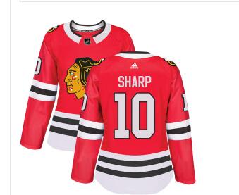 Adidas Chicago Blackhawks #10 Patrick Sharp Red Home Authentic Women's Stitched NHL Jersey