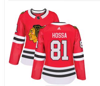 Adidas Chicago Blackhawks #81 Marian Hossa Red Home Authentic Women's Stitched NHL Jersey