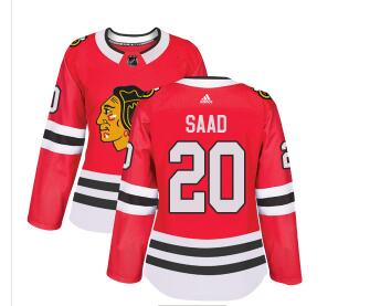 Adidas Chicago Blackhawks #20 Brandon Saad Red Home Authentic Women's Stitched NHL Jersey