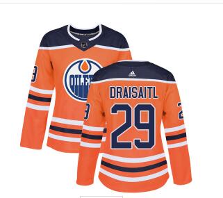 Adidas Edmonton Oilers #29 Leon Draisaitl Orange Home Authentic Women's Stitched NHL Jersey