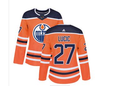 Adidas Edmonton Oilers #27 Milan Lucic Orange Home Authentic Women's Stitched NHL Jersey