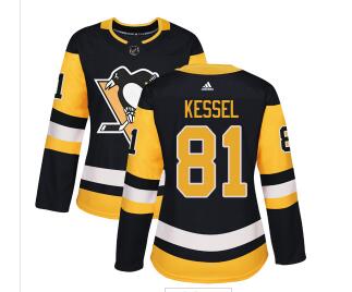 Adidas Pittsburgh Penguins #81 Phil Kessel Black Home Authentic Women's Stitched NHL Jersey