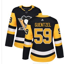 Adidas Pittsburgh Penguins #59 Jake Guentzel Black Home Authentic Women's Stitched NHL Jersey