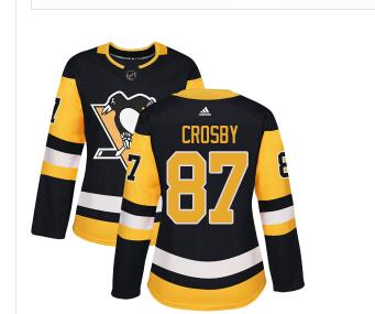 Adidas Pittsburgh Penguins #87 Sidney Crosby Black Home Authentic Women's Stitched NHL Jersey