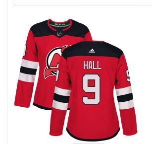 Adidas New Jersey Devils #9 Taylor Hall Red Home Authentic Women's Stitched NHL Jersey