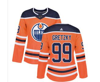 Adidas Edmonton Oilers #99 Wayne Gretzky Orange Home Authentic Women's Stitched NHL Jersey
