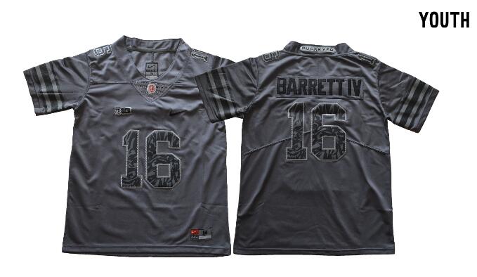 Youth Kids Ohio State Buckeyes #16 J.T. Barrett IV Jersey Dark Gray