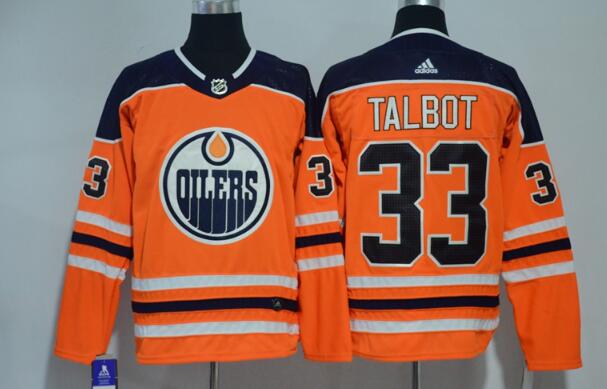 Men's Edmonton Oilers #33 Cam Talbot Orange Stitched NHL Adidas Hockey Jersey