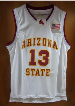 Aembotionen Arizona State James Harden #13 White/Red/Yellow Retro Throwback Stitched Basketball Jersey Sewn Camisa Usa Flag logo