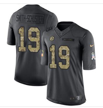 Nike Pittsburgh Steelers #19 JuJu Smith-Schuster Black Men's Stitched NFL Limited 2016 Salute to Service Jersey