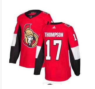 Adidas Senators #17 Nate Thompson Red Home Authentic Stitched NHL Jersey