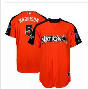 Men's National League Pittsburgh Pirates #5 Josh Harrison Majestic Orange 2017 MLB All-Star Game Home Run Derby Player Jersey