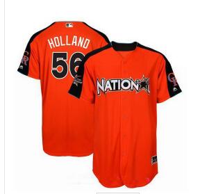 Men's National League Kansas City Royals #56 Greg Holland Majestic Orange 2017 MLB All-Star Game Home Run Derby Player Jersey