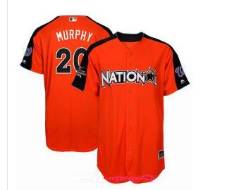 Men's National League Washington Nationals #20 Daniel Murphy Majestic Orange 2017 MLB All-Star Game Authentic Home Run Derby Jersey